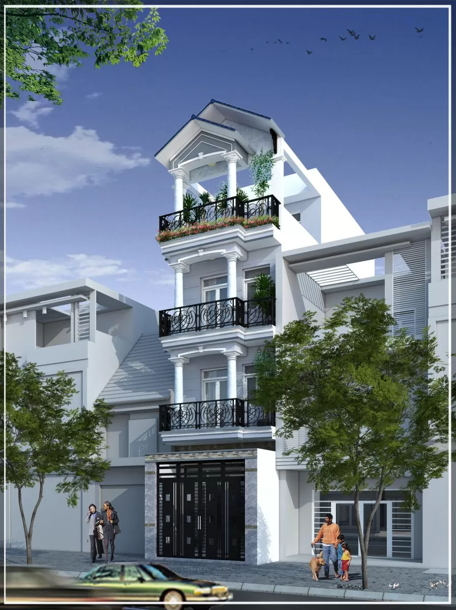 Nhà ống mái thái 3 tầng mặt tiền 5m gọn gàng đẹp mắt