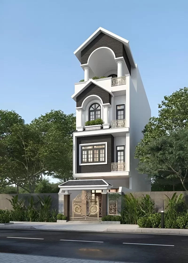 Nhà ống mái thái 5x17m nổi bật giữa phố