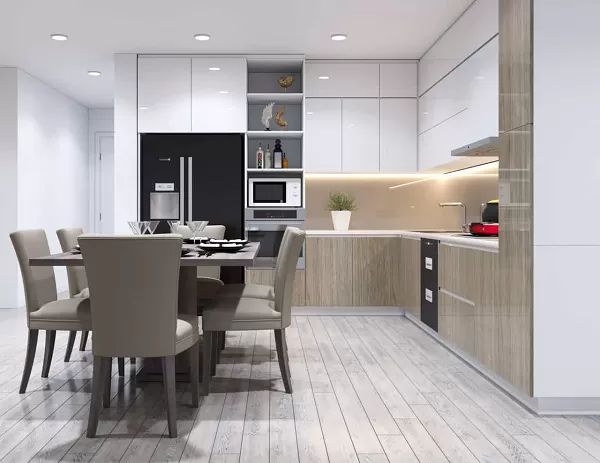 Không gian nhà bếp gọn gàng hiện đại