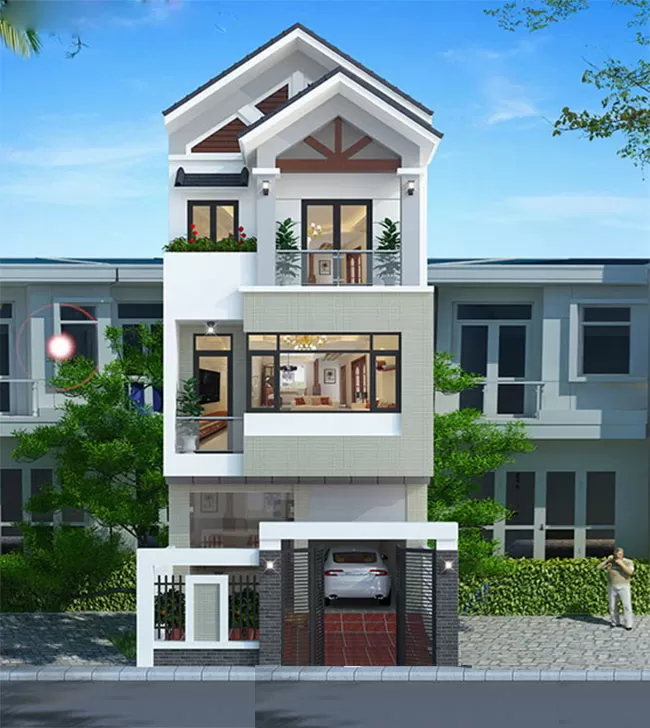 Mẫu nhà ống 3 tầng mặt tiền 5m mái thái phóng khoáng đẹp mắt