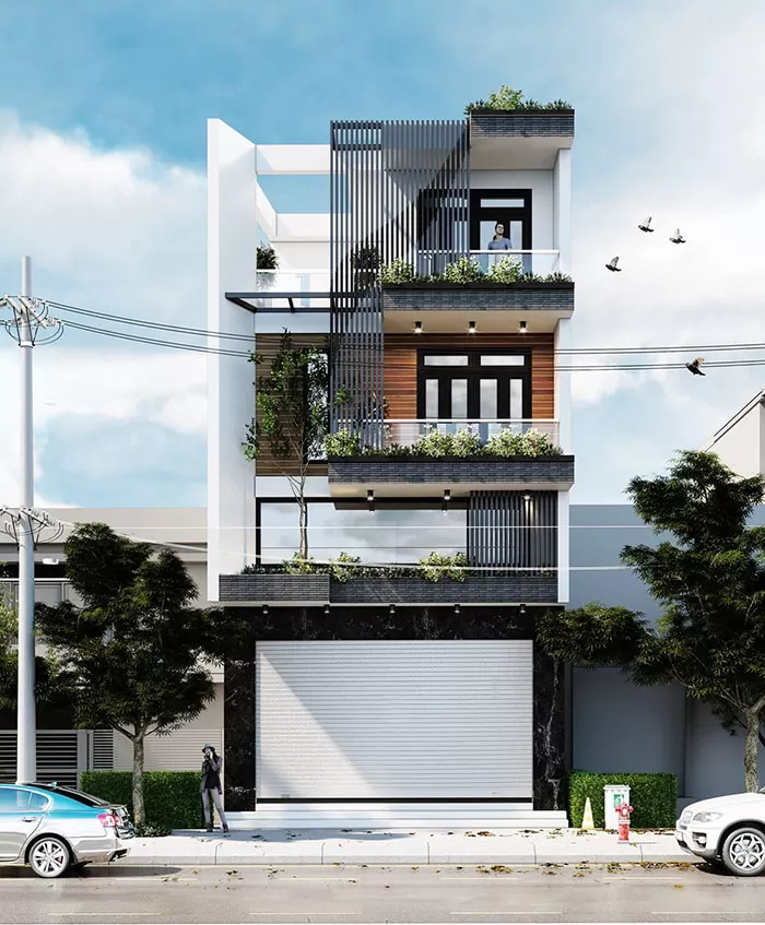 Nhà ống 3 tầng hiện đại có sân thượng rộng rãi, thông thoáng