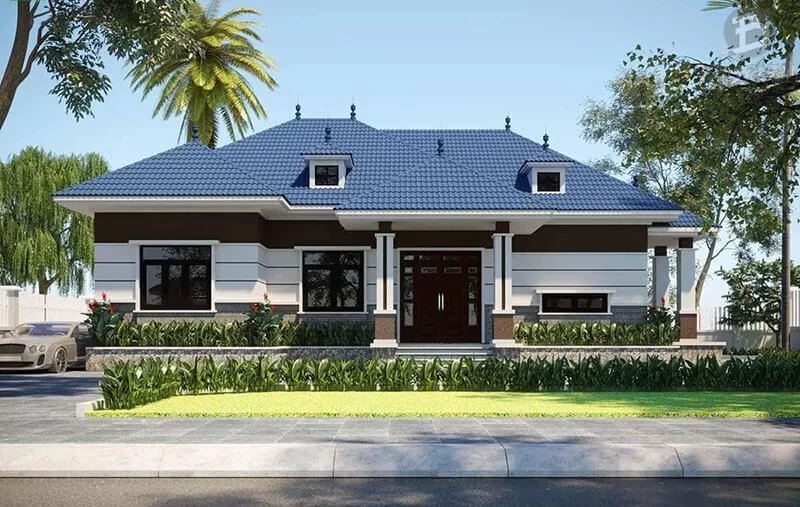 Mẫu nhà cấp 4 120m2 thông thoáng đẹp mắt