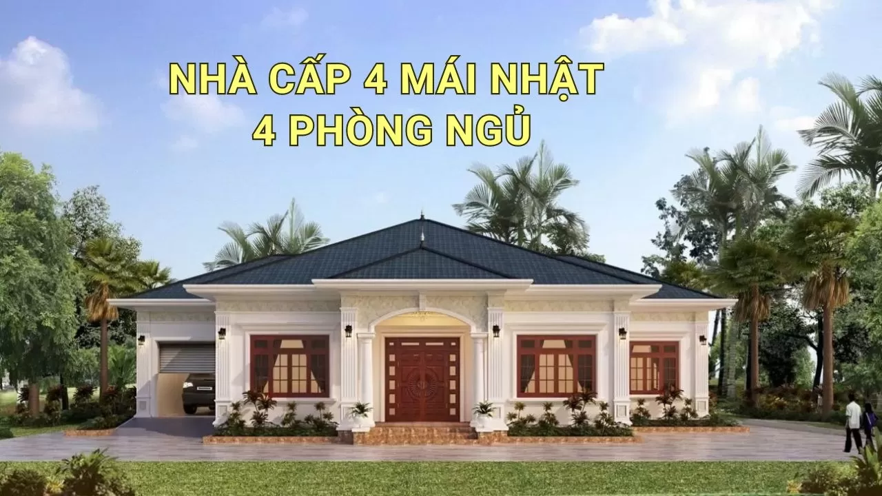 Mẫu nhà cấp 4 mái nhật 4 phòng ngủ sang trọng tiện nghi nhất