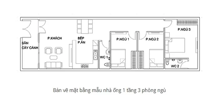 Bản vẽ chi tiết nhà cấp 4 mái nhật 3 phòng ngủ 13m x 13m