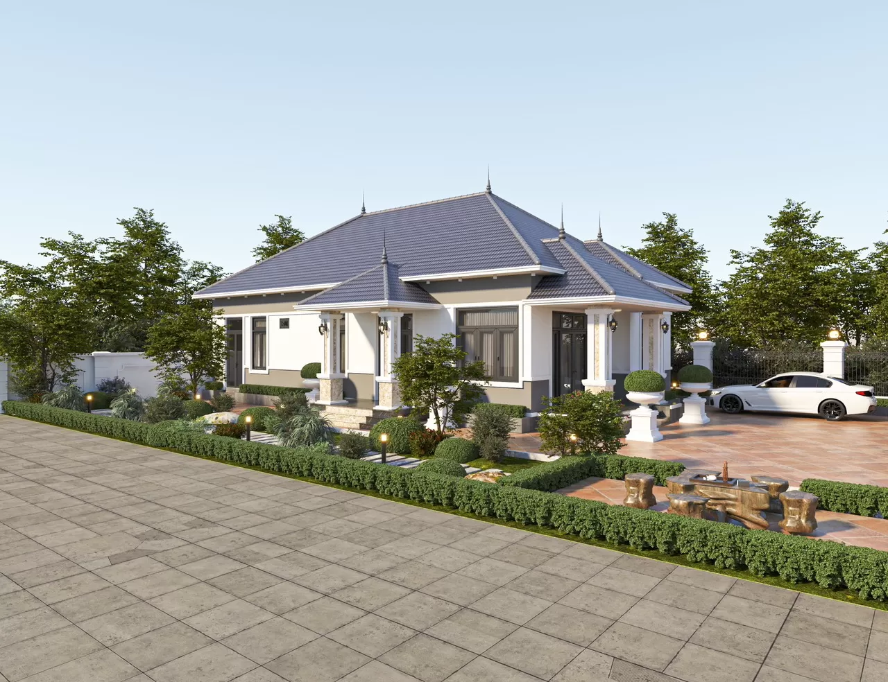 Mẫu nhà cấp 4 mái nhật 3 phòng ngủ có sân vườn cực kỳ được ưa chuộng