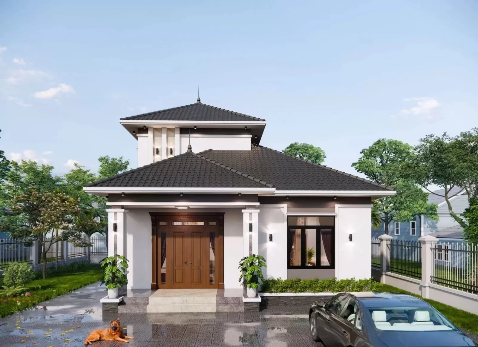 Nhà cấp 4 mái nhật 3 phòng ngủ thiết kế gác lửng tiện nghi