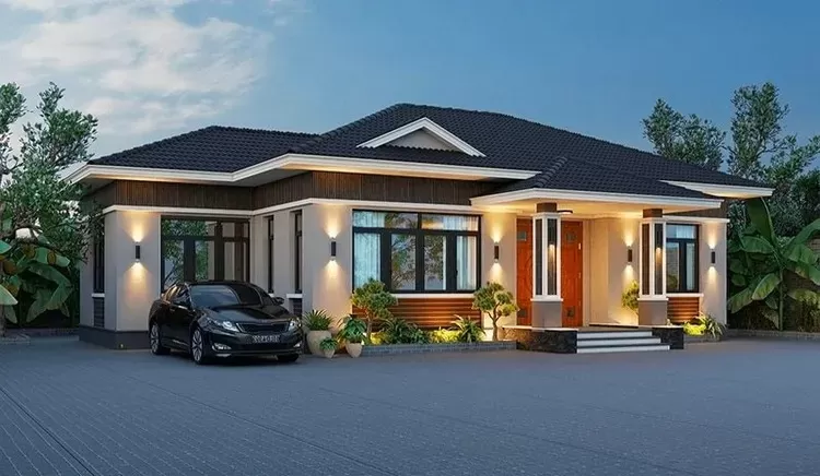 Nhà mái nhật 3 phòng ngủ với thiết kế đơn giản tiết kiệm chi phí