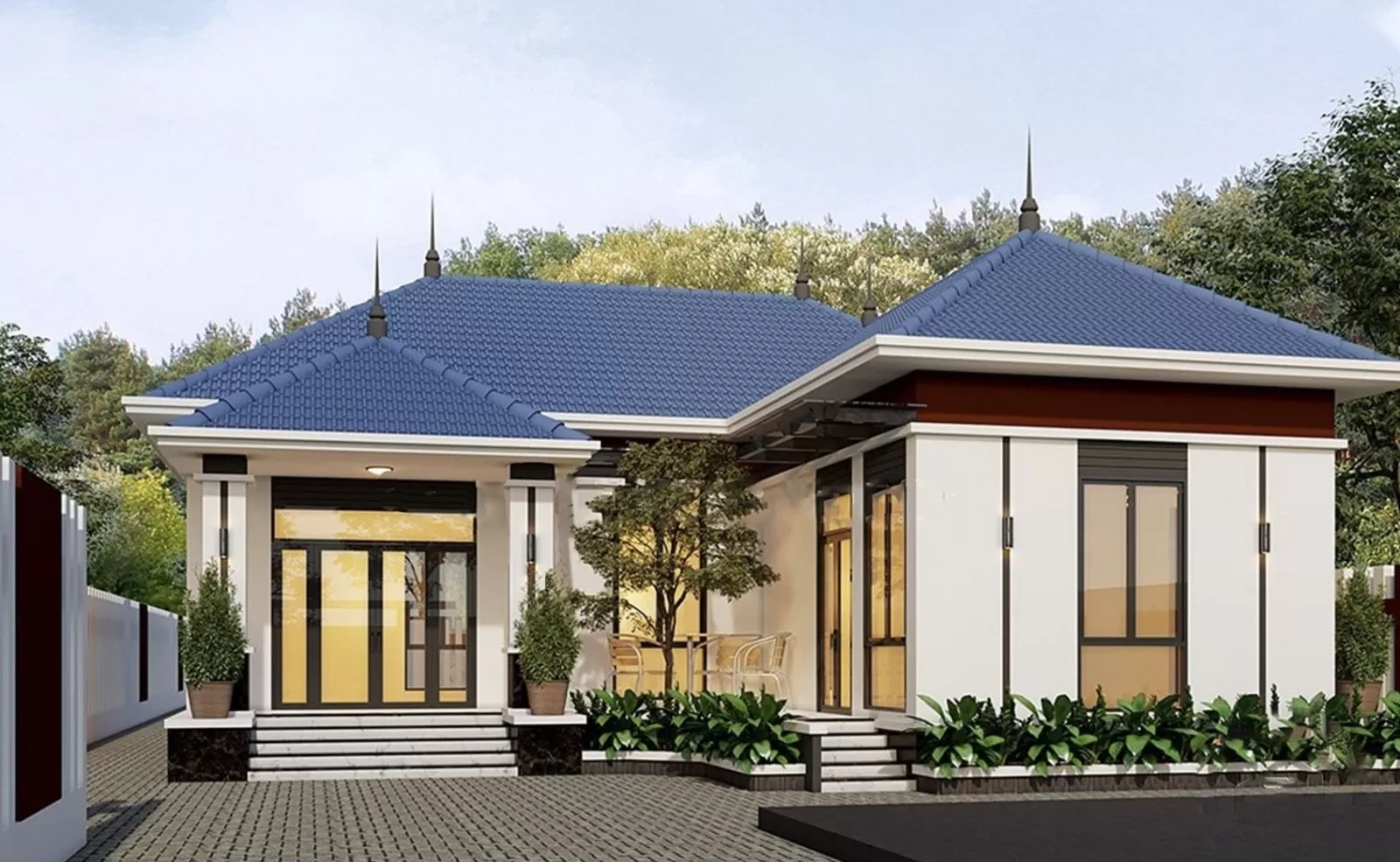 Nhà cấp 4 mái nhật chữ L hiện đại bắt mắt