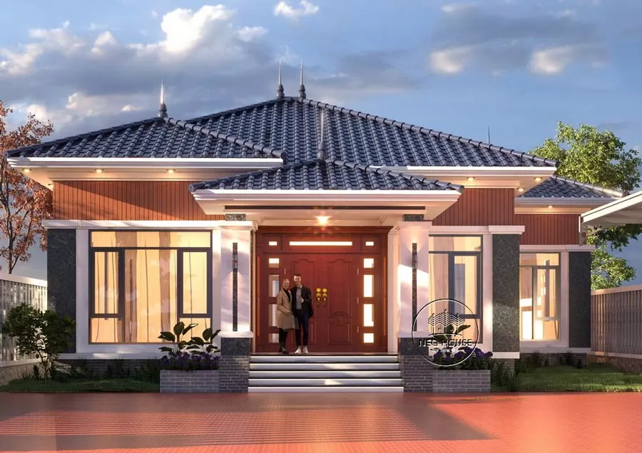 Mẫu nhà cấp 4 mái nhật hiện đại 1 phòng thờ ấm cúng sang trọng