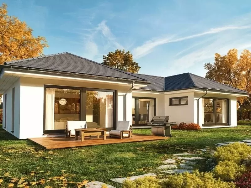 Mẫu nhà cấp 4 mái nhật chữ U hiện đại ấn tượng