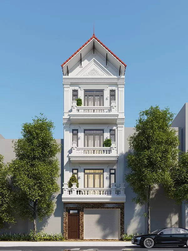 Mẫu nhà ống mái thái 3 tầng 4 phòng ngủ nổi bật giữa phố