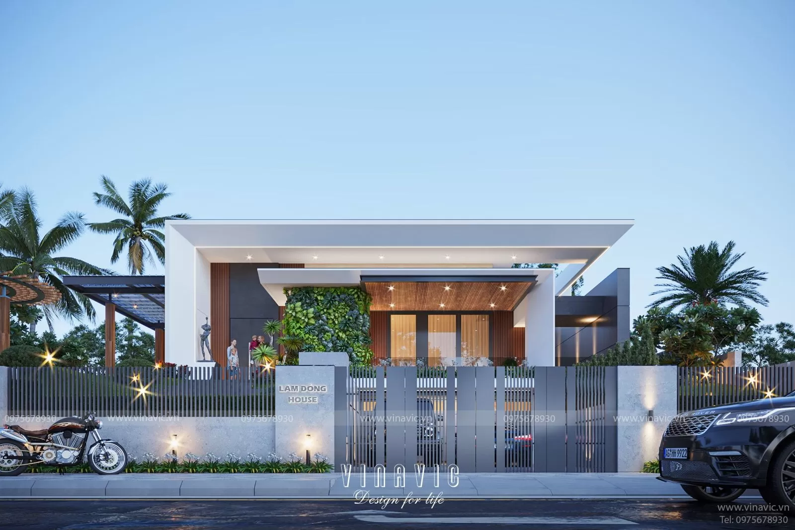 Mẫu nhà biệt thự mini 1 tầng mái bằng