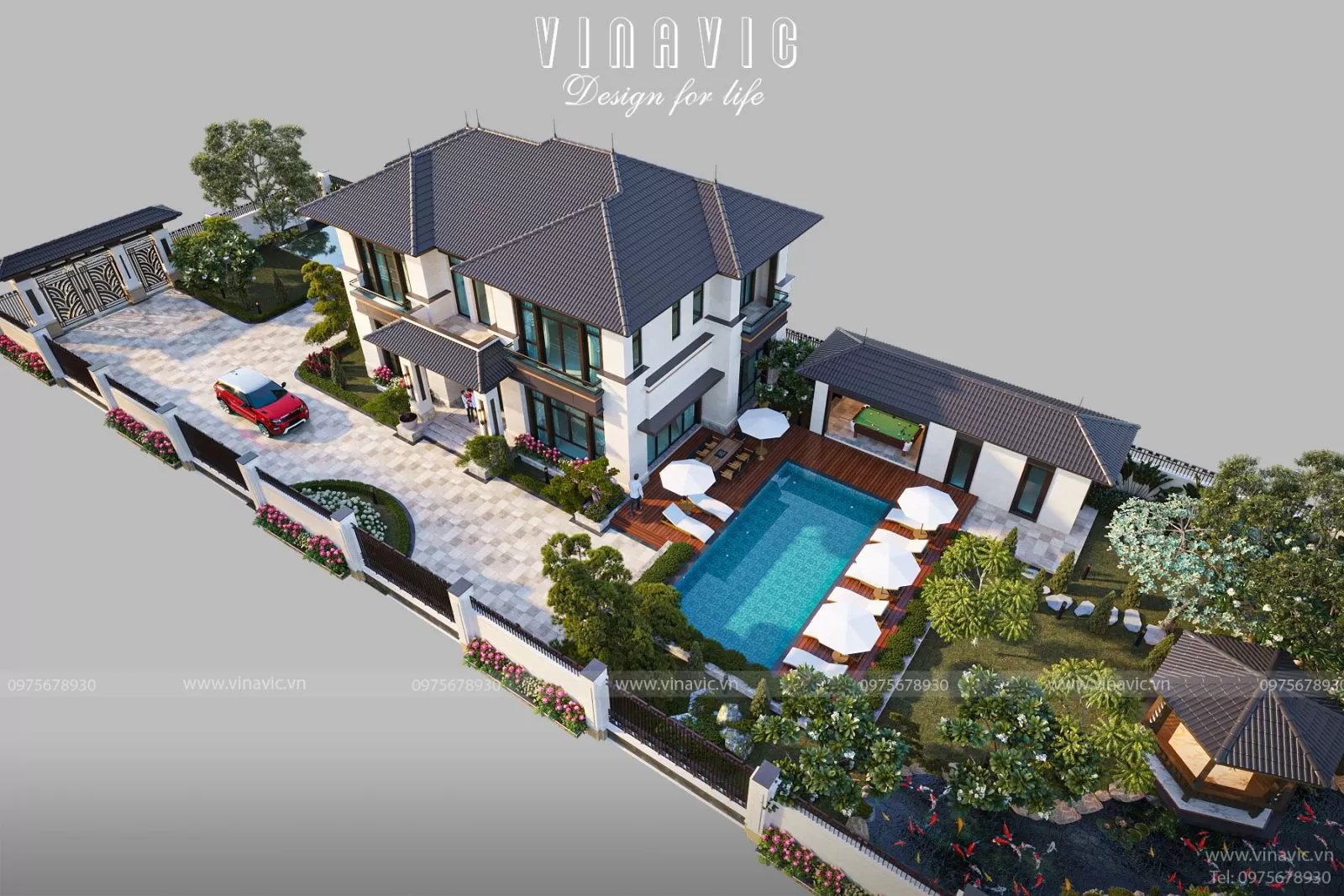 Nhà 2 tầng 6 phòng ngủ có sân vườn đẹp