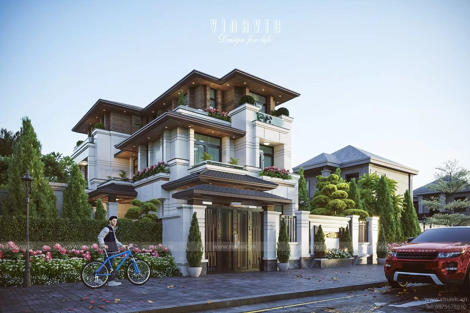 biệt thự phố 3 tầng 3 phòng ngủ hiện đại 264m2 (12m x 22m)