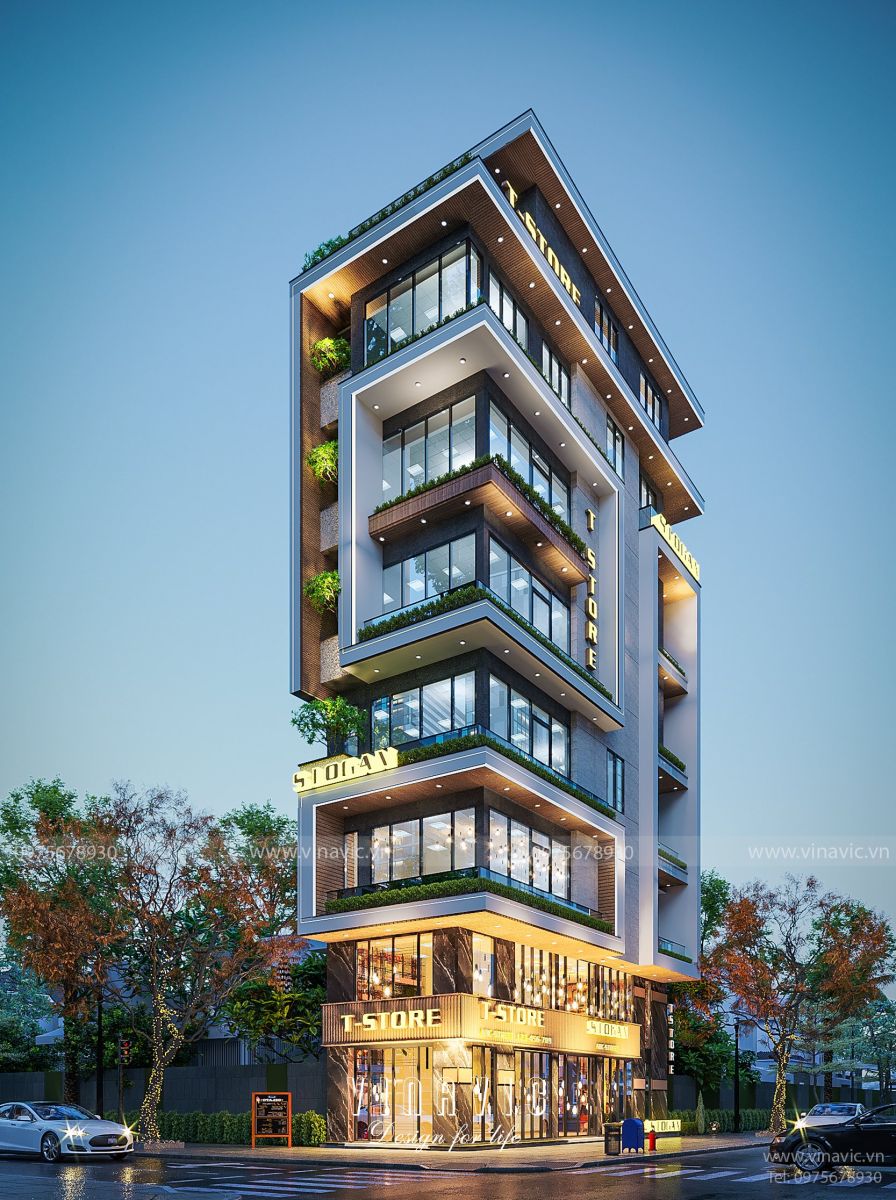 Mẫu nhà 7 tầng có thang máy vừa ở vừa kinh doanh đáp ứng trọn vẹn đa dạng nhu cầu của gia chủ