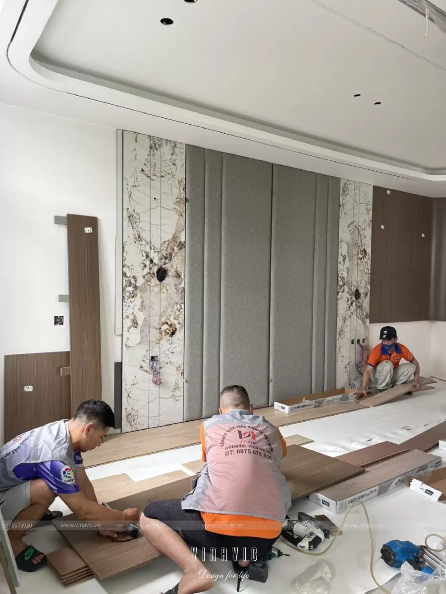 Không gian nội thất phòng khách sang trọng được hoàn thiện hoàn hảo