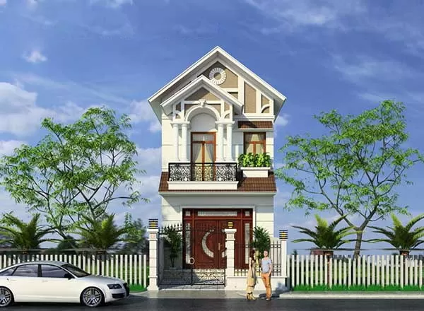 Mẫu nhà ống 2 tầng mái thái được xây nhiều ở nông thôn