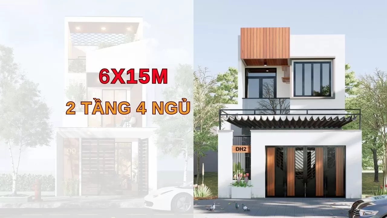 50+ mẫu nhà 6x15 2 tầng 4 phòng ngủ đẹp siêu tiết kiệm chi phí
