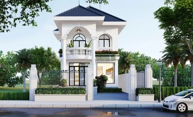 Mẫu nhà ống 2 tầng kiểu Nhật tone màu tươi sáng