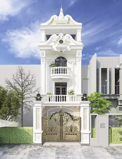 Nhà ống kiểu Pháp 2 tầng sở hữu ngoại thất tinh tế, thời thượng