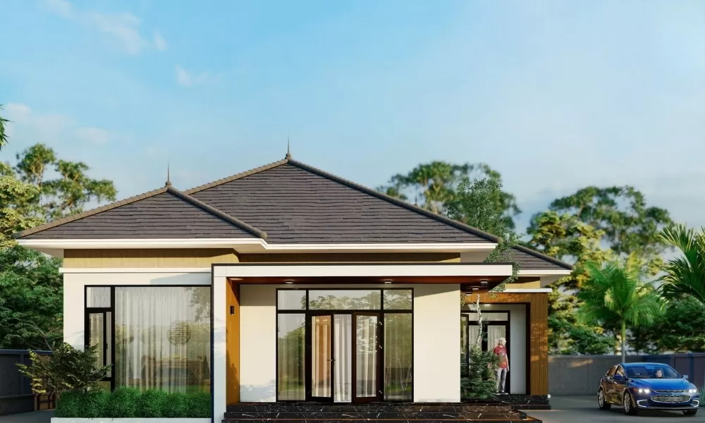 Mẫu nhà cấp 4 mái nhật đơn giản 3 phòng ngủ đẹp sang trọng