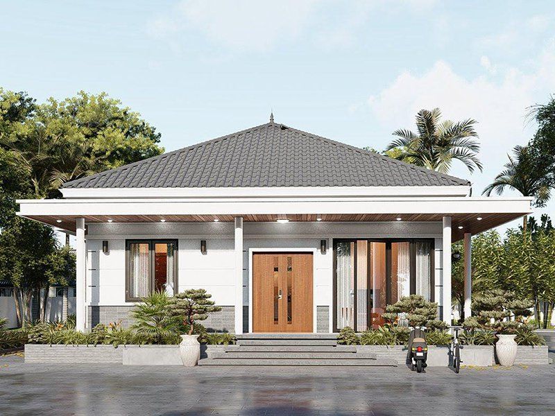 Nhà cấp 4 mái nhật hiện đại trang trí đơn giản