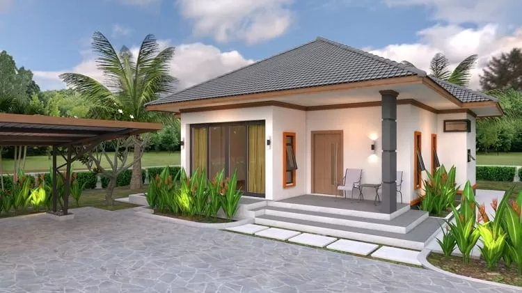 Nhà cấp 4 mái nhật chữ L có sân rộng được nhiều người yêu thích