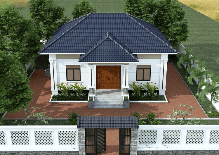 Nhà cấp 4 mái nhật 2 phòng ngủ 1 phòng thờ