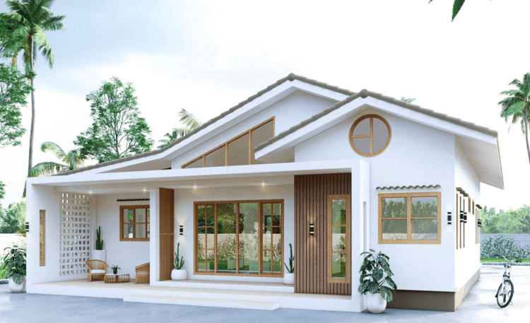 Thiết kế gác lửng đẹp cho ngôi nhà cấp 4 mái nhật 2 phòng ngủ