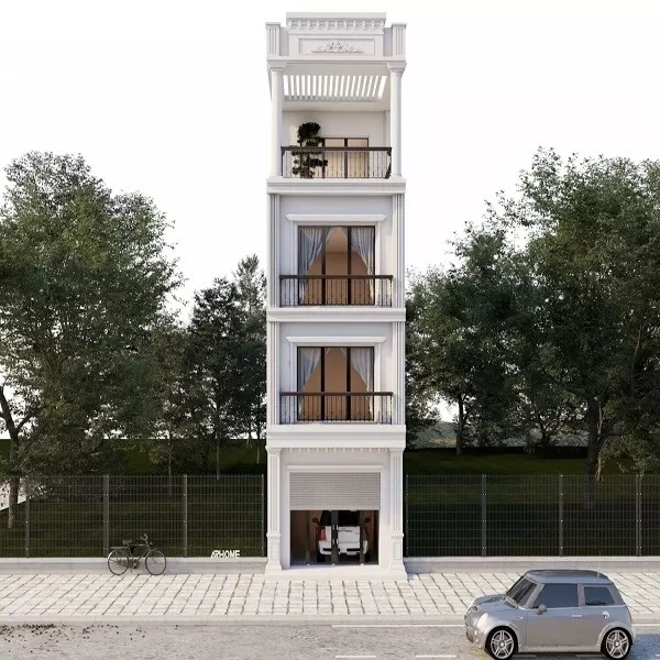 Xây nha 50m2 4 tầng 3 phòng ngủ trang nhã tinh tế