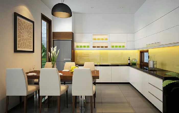 Phòng bếp được trang trí đầy đủ công năng thiết bị