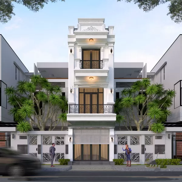 Thiết kế nhà 40m2 3 phòng ngủ Tân Cổ Điển sang trọng