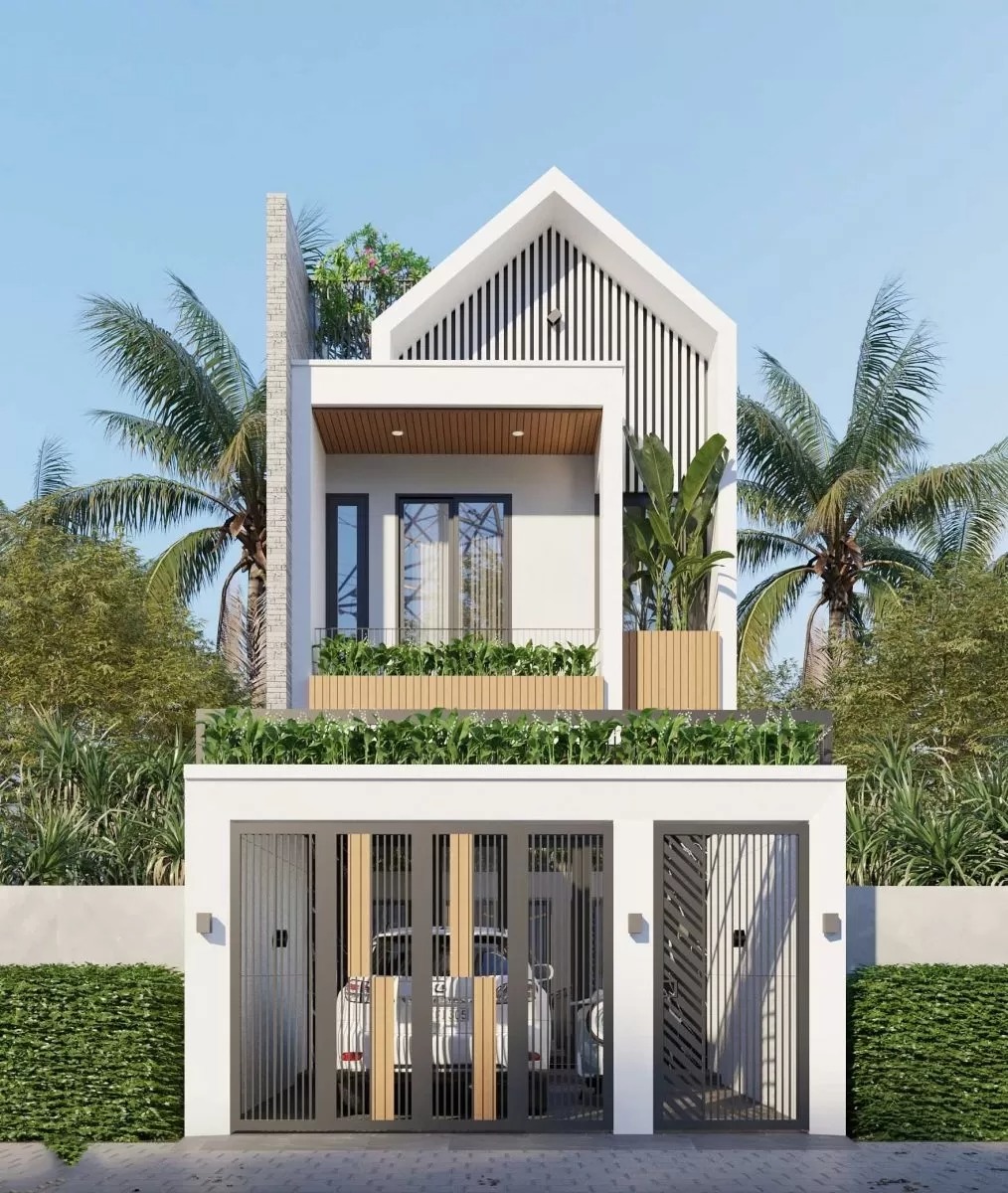 Mẫu nhà 2 tầng 60m2 5x12m tối giản nhưng vẫn nổi bật giữa phố