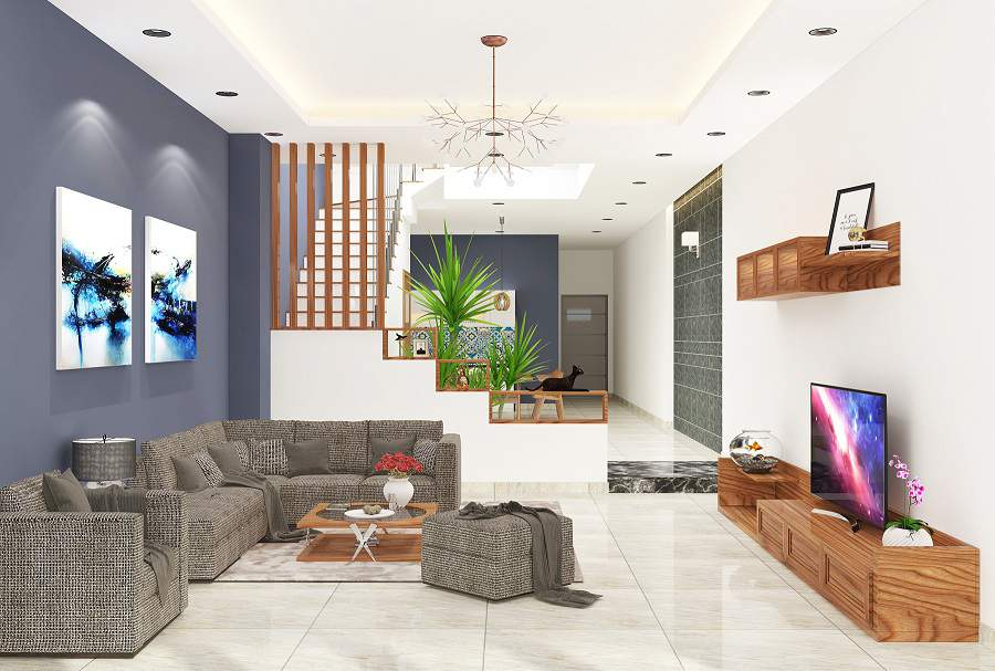 Phòng khách trang trí nội thất đơn giản bắt mắt