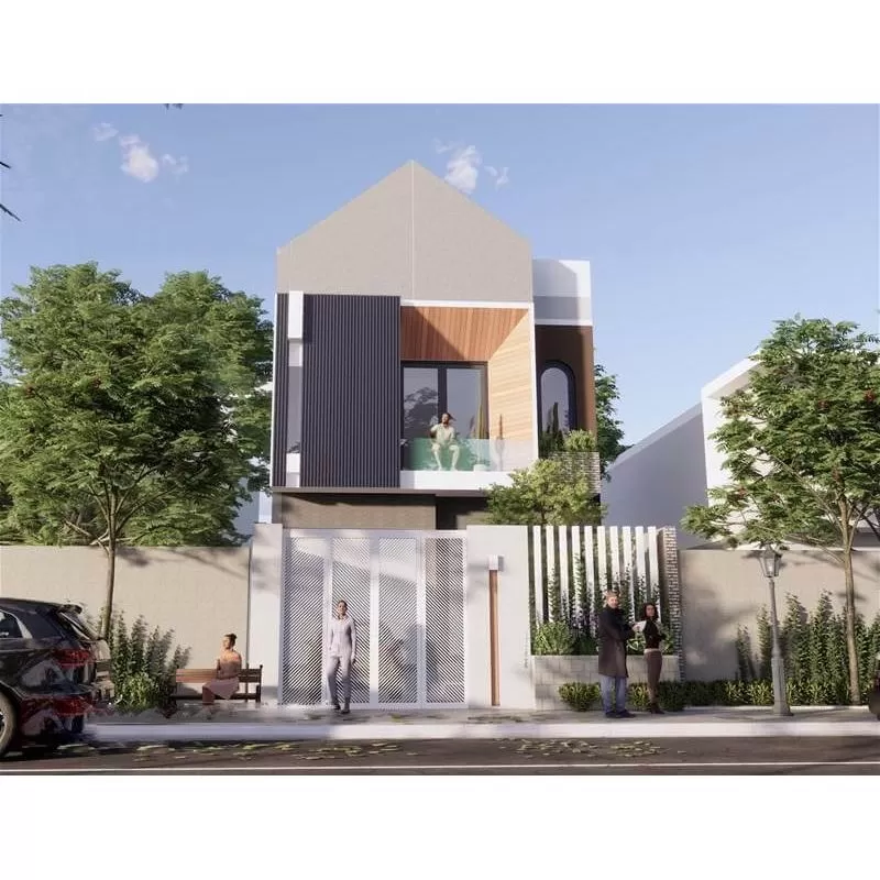 Thiết kế nhà 2 tầng 2 phòng ngủ 40m2 mặt tiền độc đáo