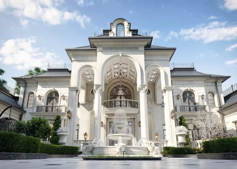 Biệt thự Tân Cổ Điển kiểu Pháp 2 tầng có gam màu tươi sáng