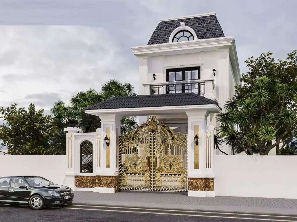 Hệ mái Mansard đặc trưng của mẫu biệt thự 2 tầng Tân Cổ Điển kiểu Pháp