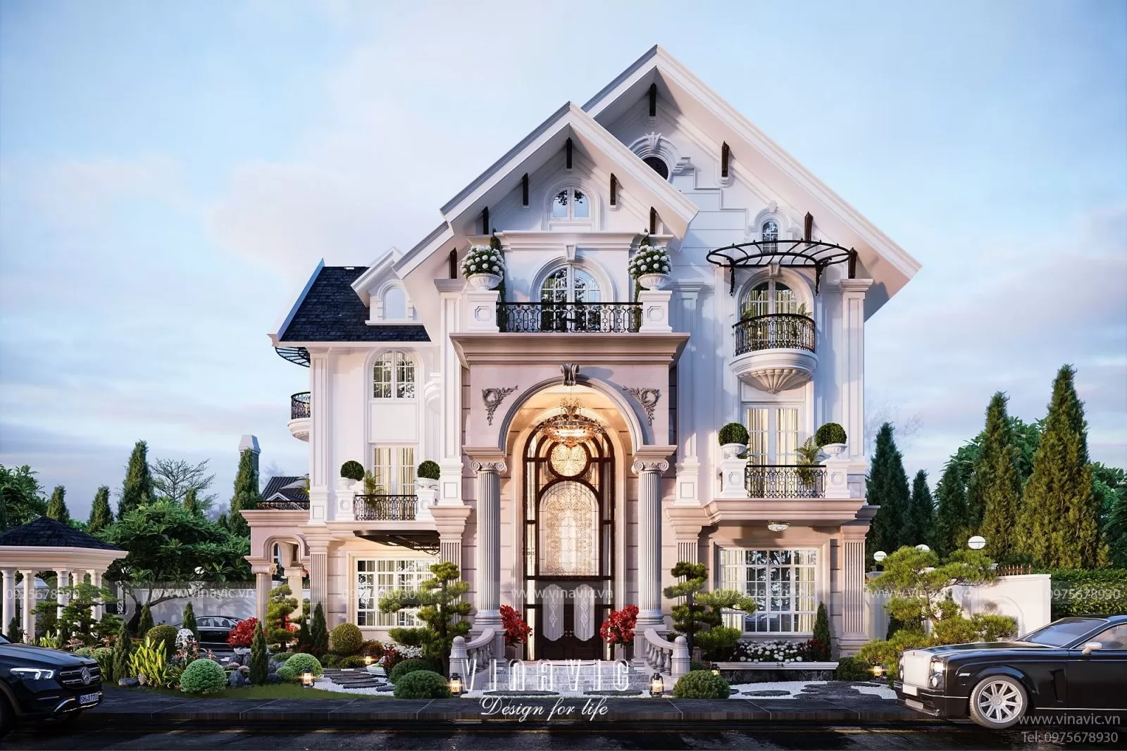 Mẫu biệt thự Tân Cổ Điển 2 tầng kiểu Pháp 1 tum lung linh hấp dẫn