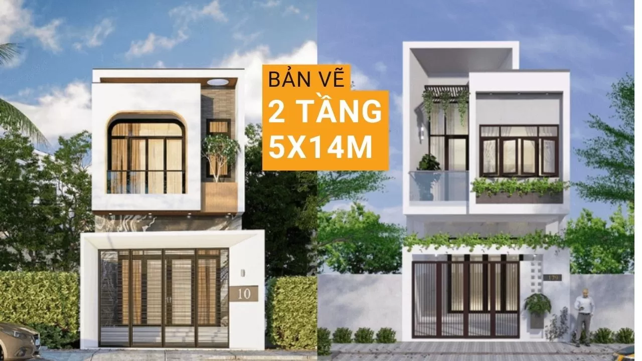 Tổng hợp những bản vẽ thiết kế nhà 2 tầng 5x14m chi tiết nhất