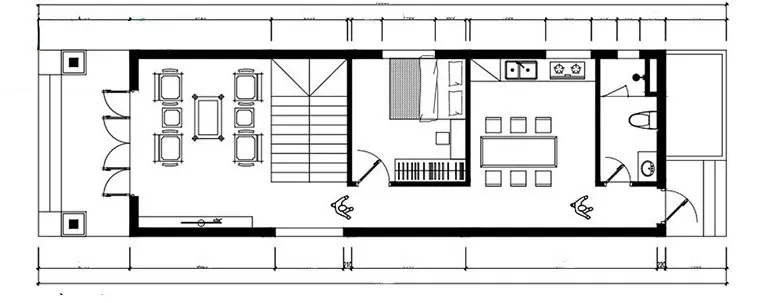 Mặt bằng công năng tầng 1 nhà Tân Cổ Điển