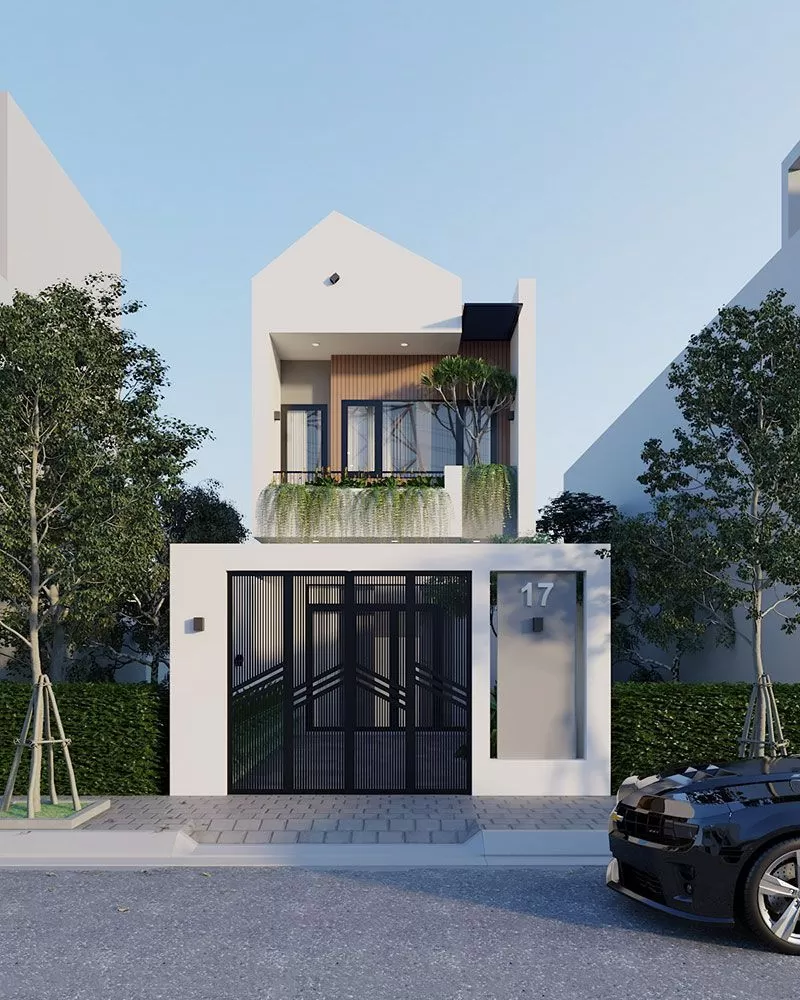 Nhà 2 tầng mặt tiền 5m sâu 14m phong cách hiện đại