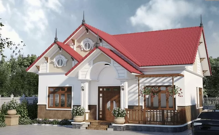 Mẫu nhà cấp 4 mái thái 8x12m 2 phòng ngủ tinh tế cuốn hút