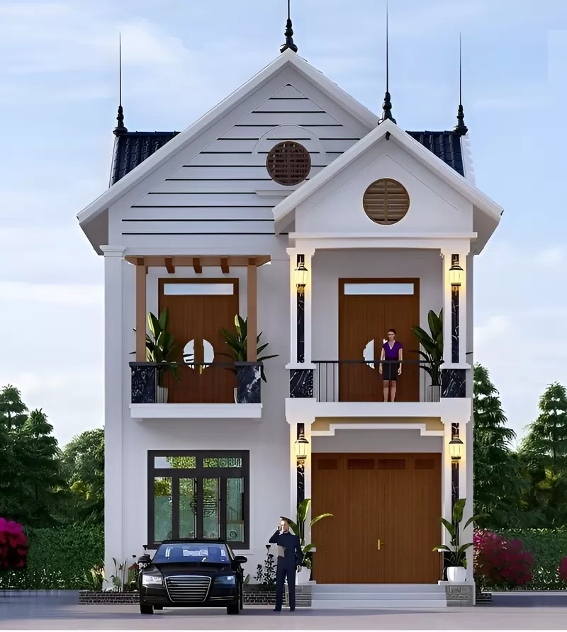 Mẫu nhà mái thái 2 tầng đơn giản hiện đại
