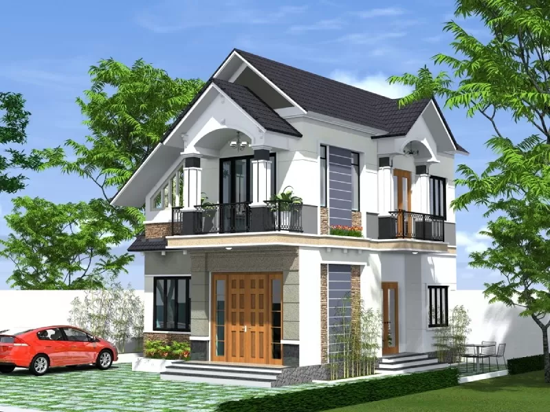 Mẫu nhà 2 tầng mái thái hiện đại cực cuốn hút