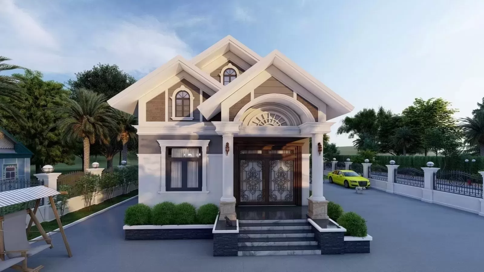 Nhà mái thái Tân Cổ Điển cấp 4 có chỗ đỗ xe oto thuận tiện