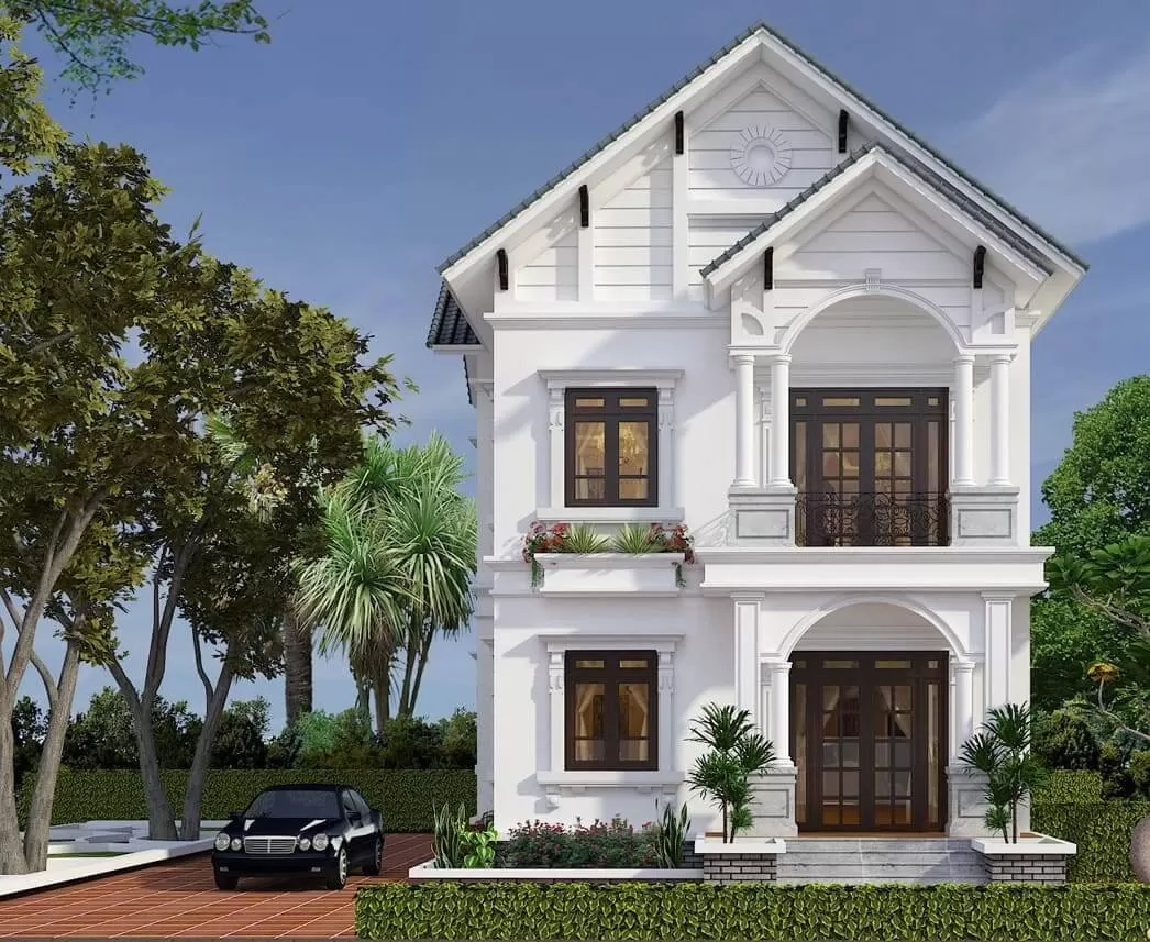 Tổng diện tích thi công mẫu nhà 1 trệt 1 lầu 5x20m mái Thái