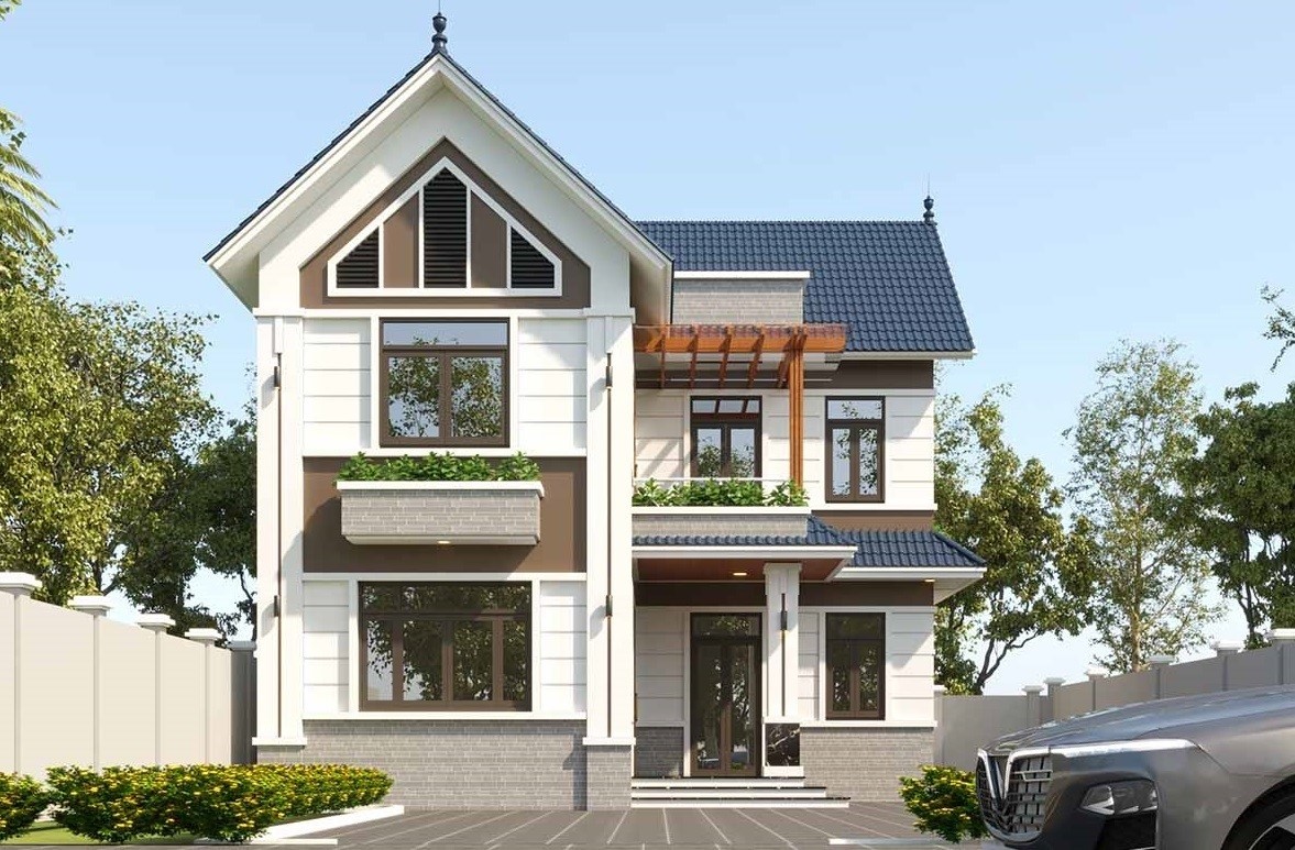 Mẫu nhà mái thái 2 lầu chi phí rẻ