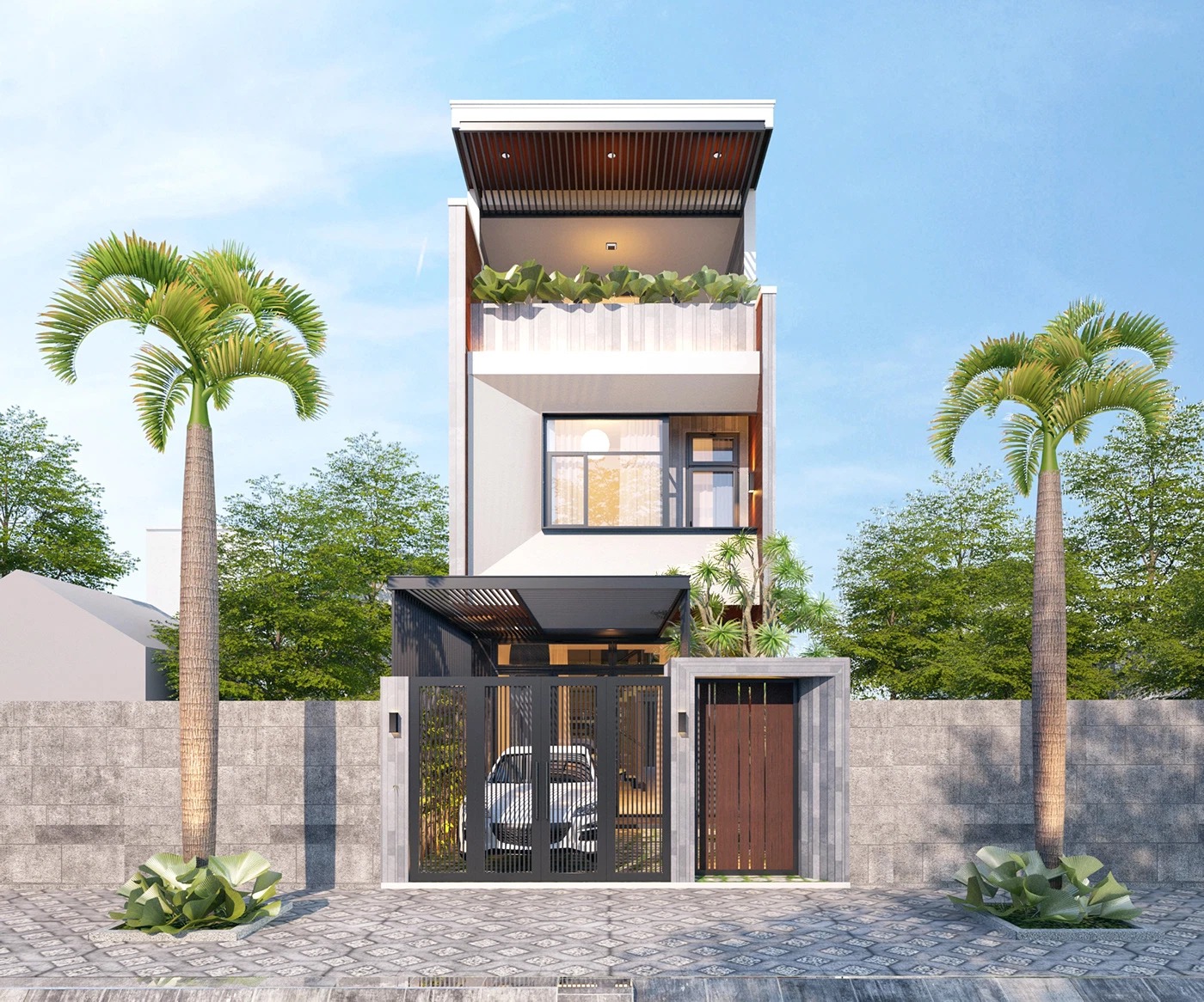 Mẫu nhà 5x16m có gara