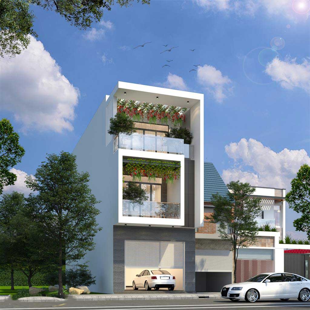 Nhà phố 5x15 3 tầng có gara