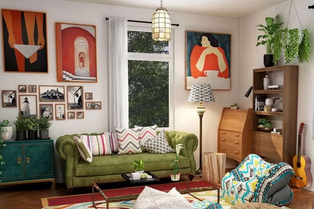 Tranh treo tường phong cách nội thất Bohemian tự do và phóng khoáng 